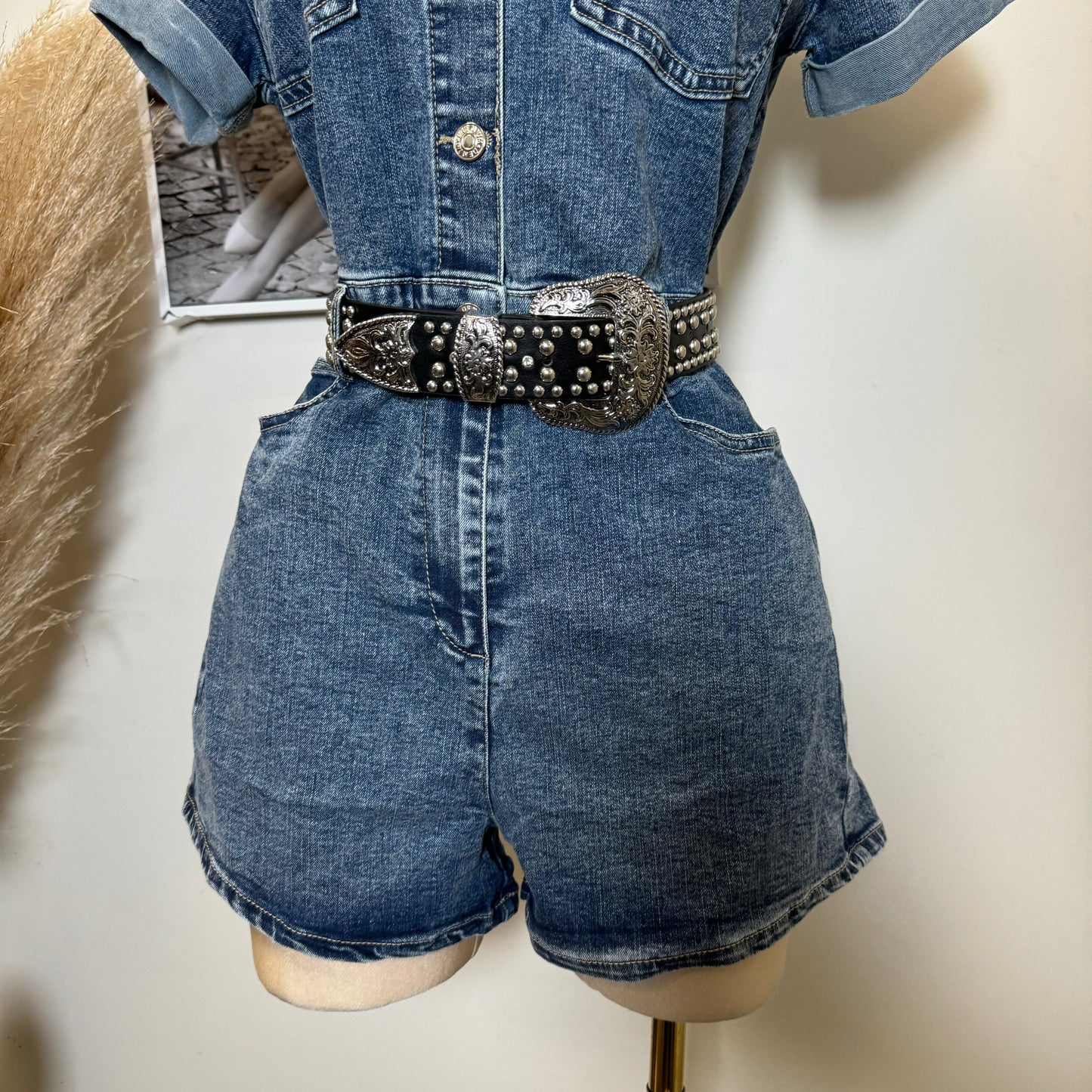 Denim Romper-Blue