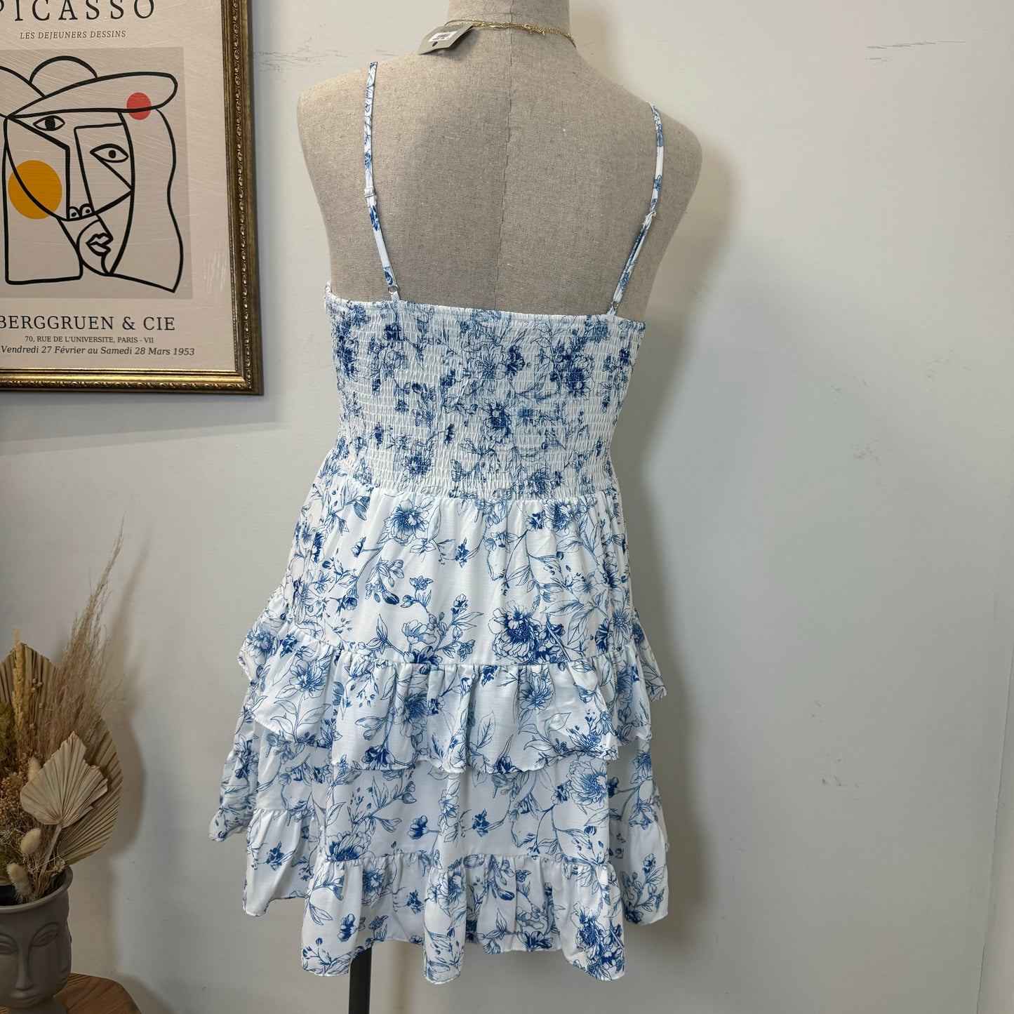Flower Plus size dress-Blue