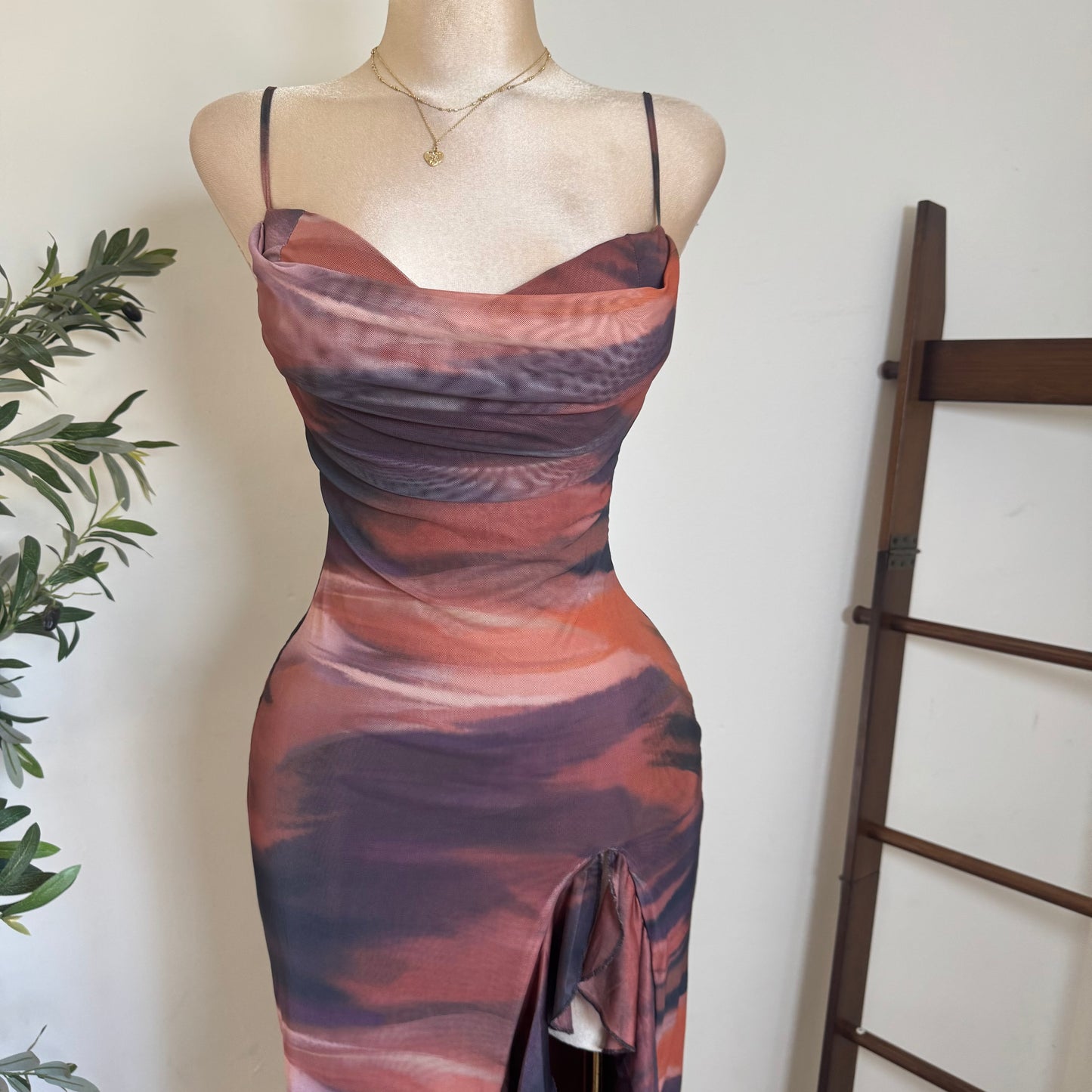 Mismaloya Dress-Multi Brown