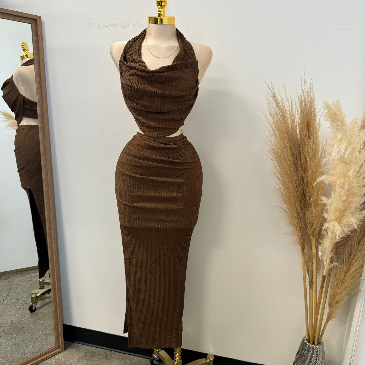 Coco Two piece Set-BROWN is