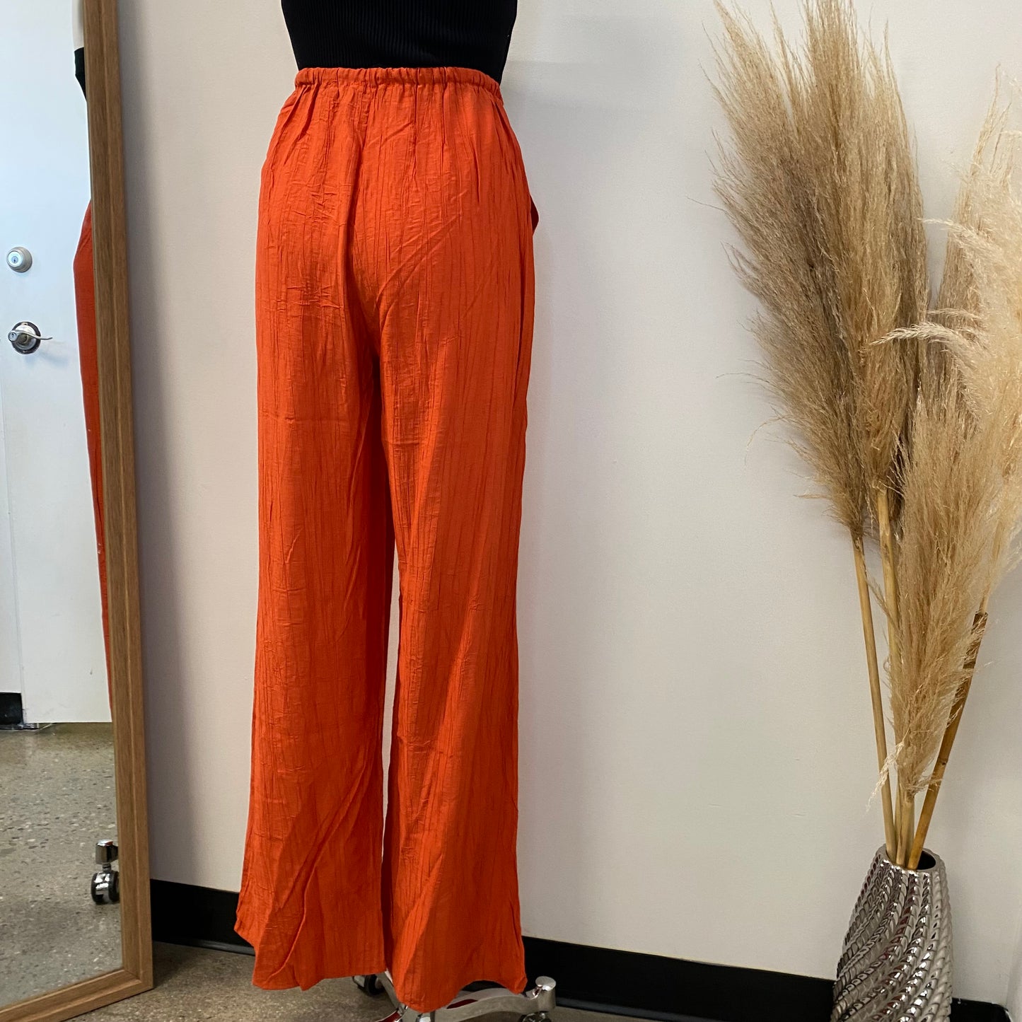 Sayra linen wide pants -Rust