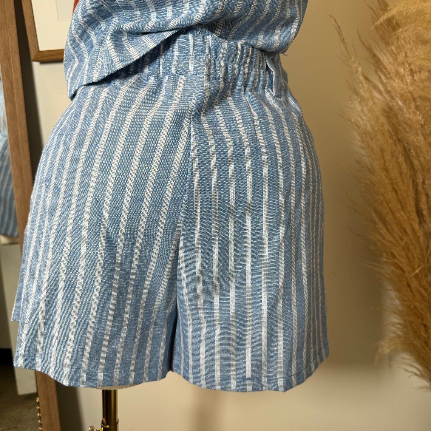 DTF Linen Short Set-Blue