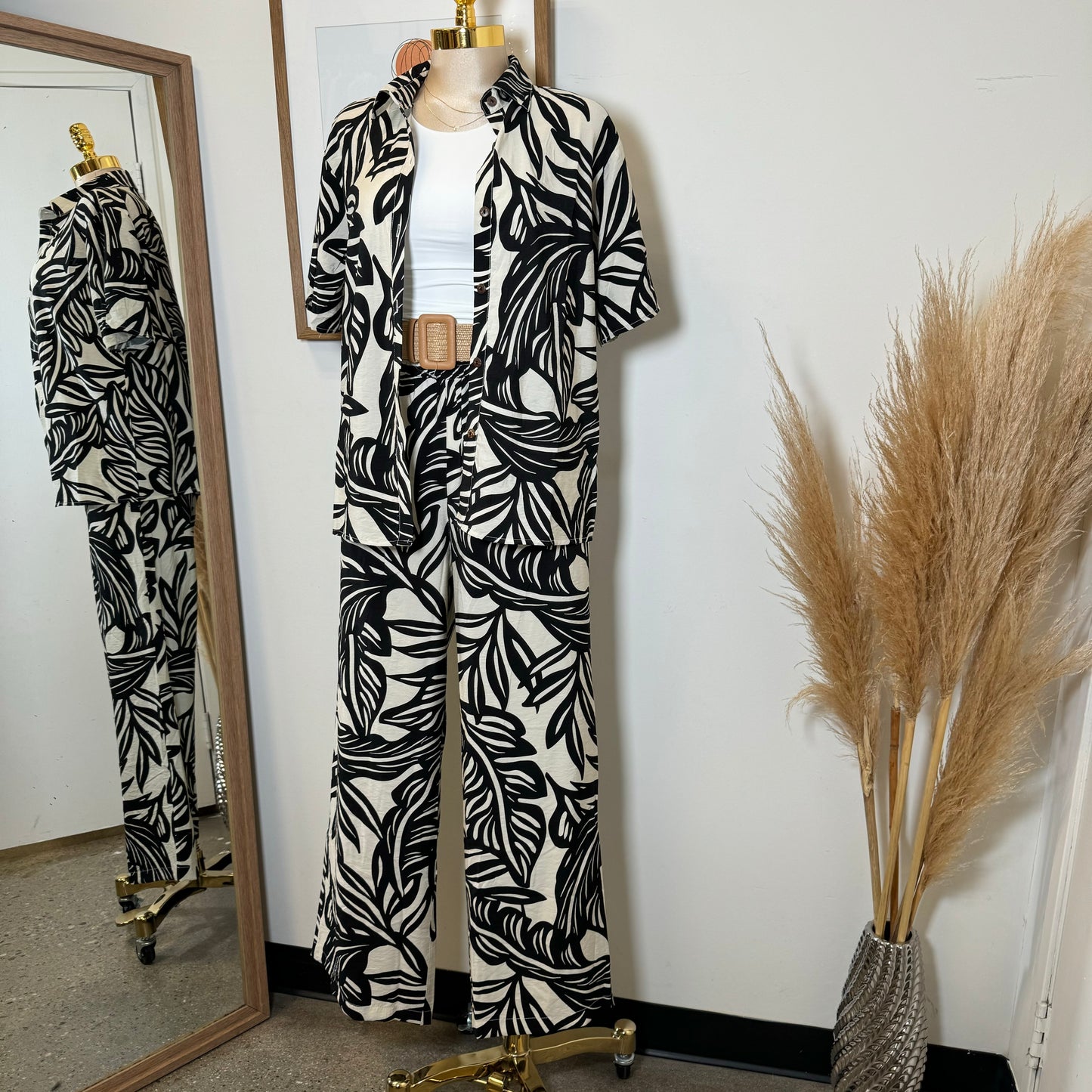 Cancun Pant Two piece Set-Black/White
