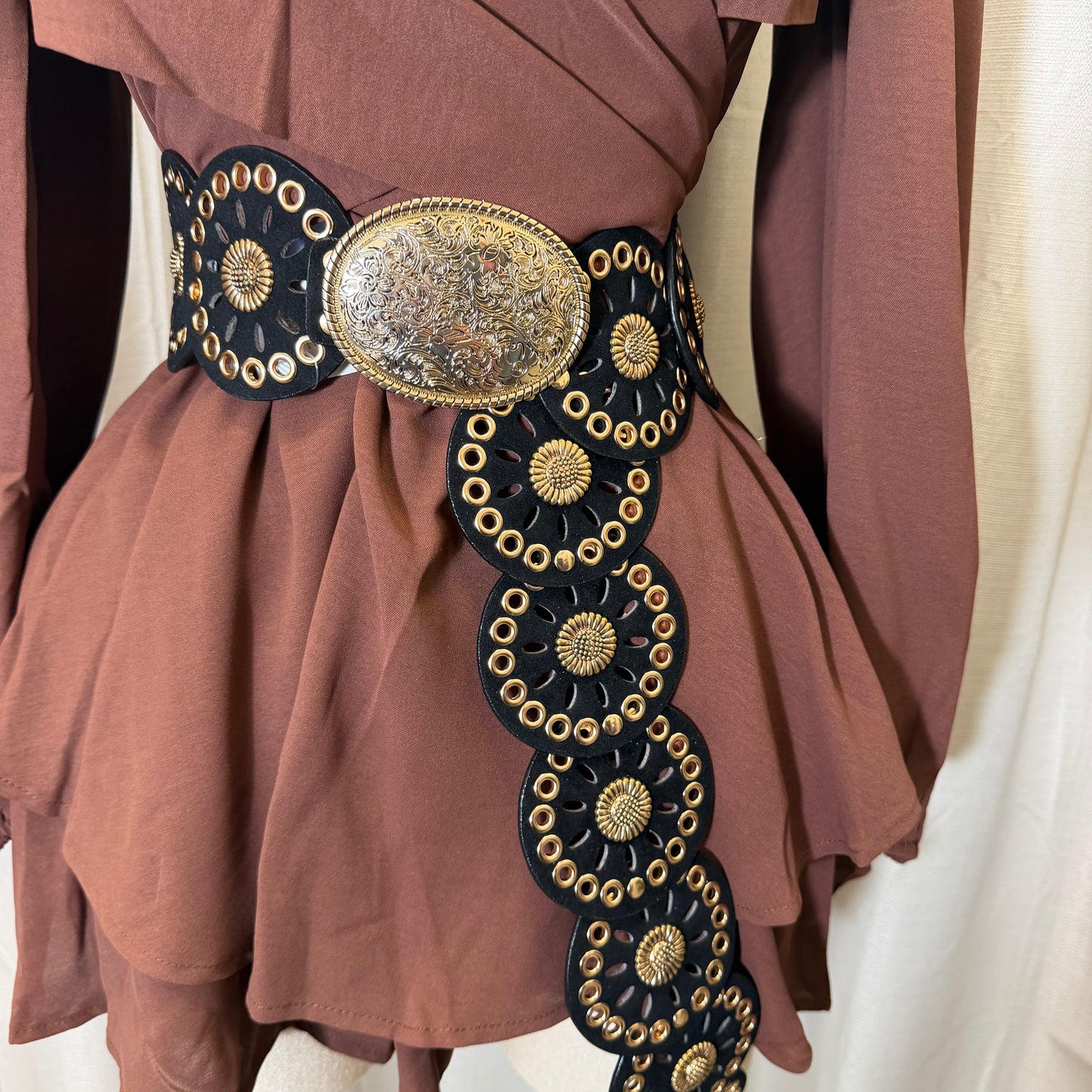 Disco Brown Belt with Gold -Black