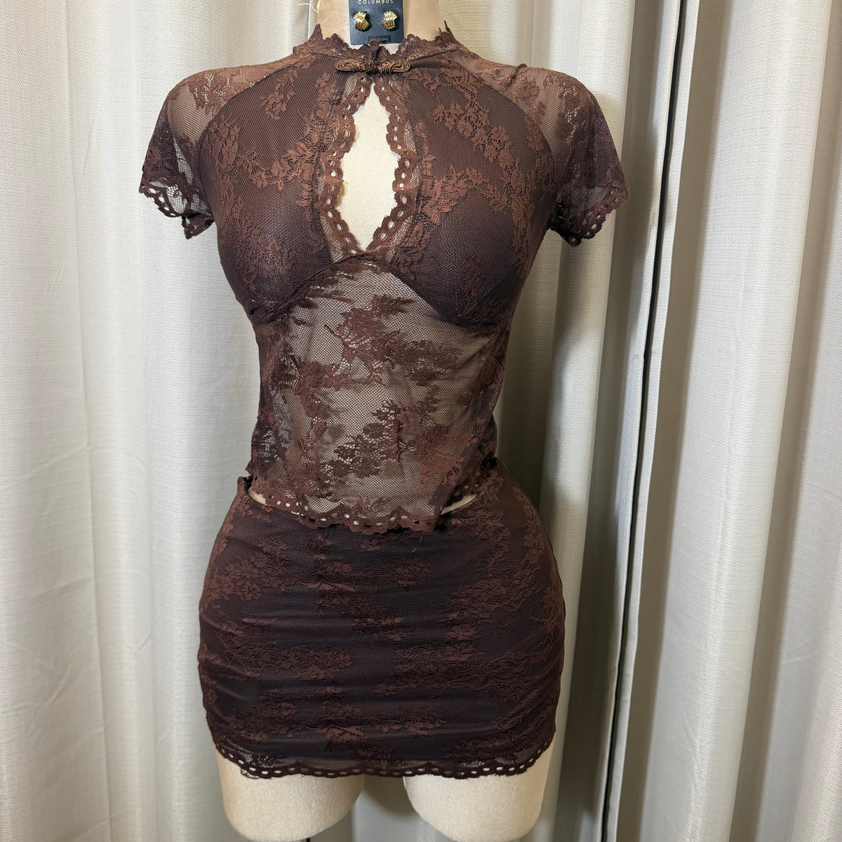Lace skirt Set-Brown