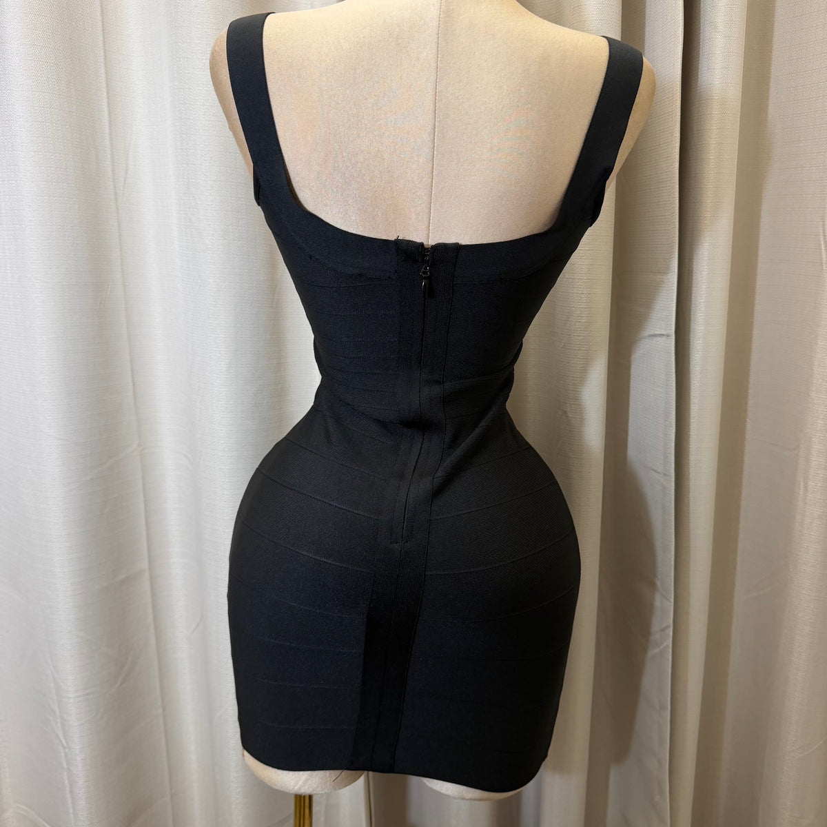 Bandage Foil Bodycon Mini Dress-Black