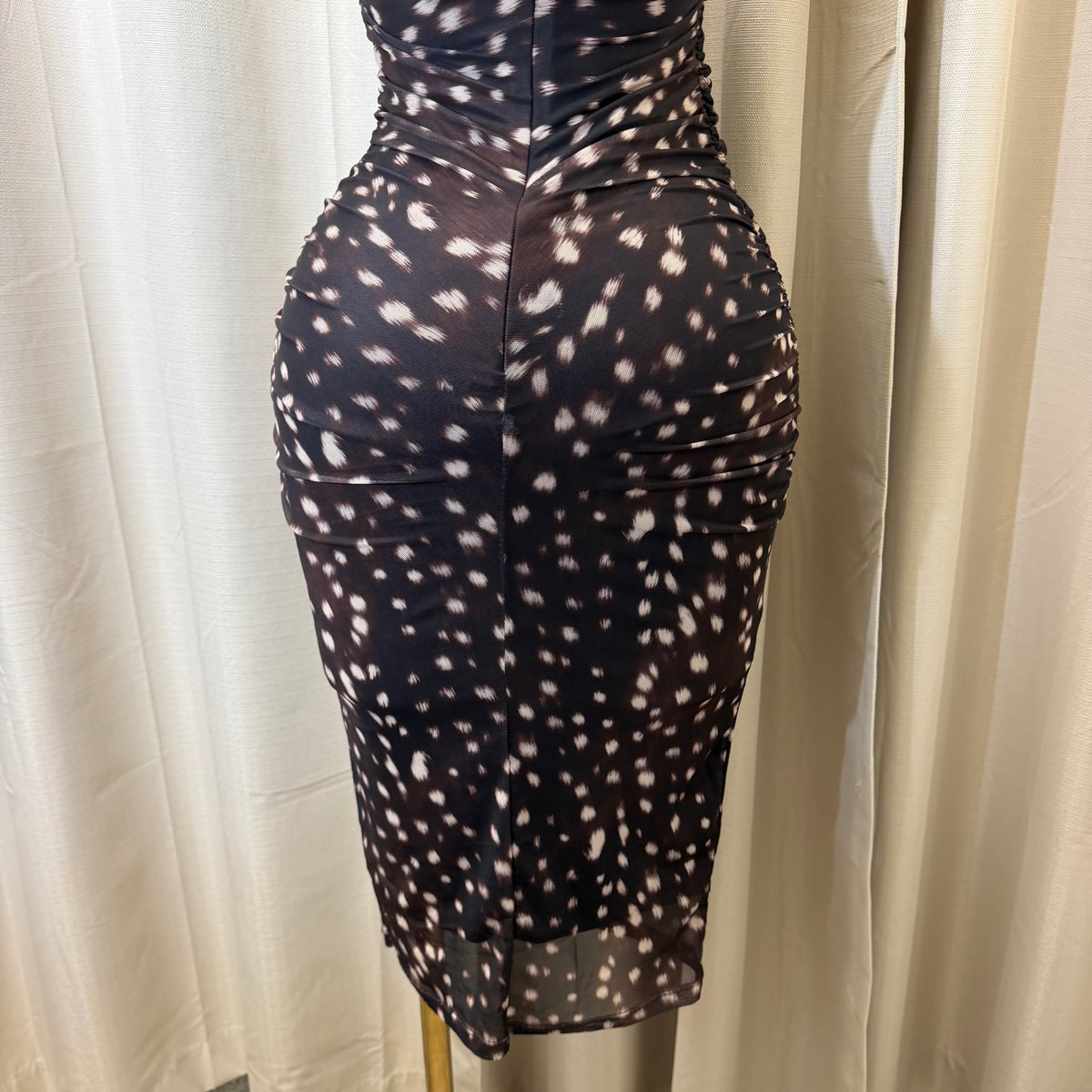 Halter Midi Polka Dot Dress-Choco