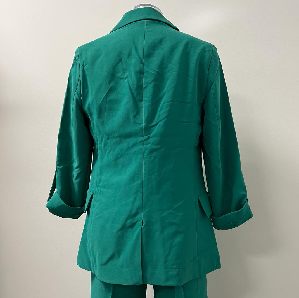 Leila Woven 3/4 Sleeve Blazer -Esmerald