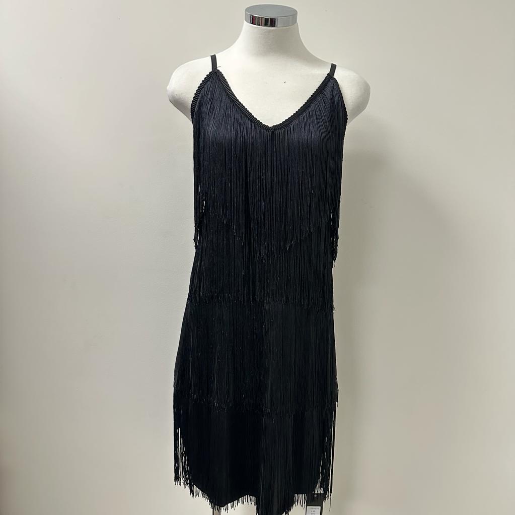 Harper Fringe Flapper Dress PL- Black