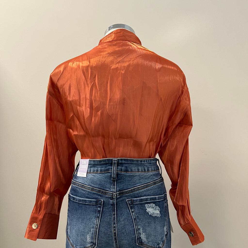 Kora Flowy Slit Blouse-Rust