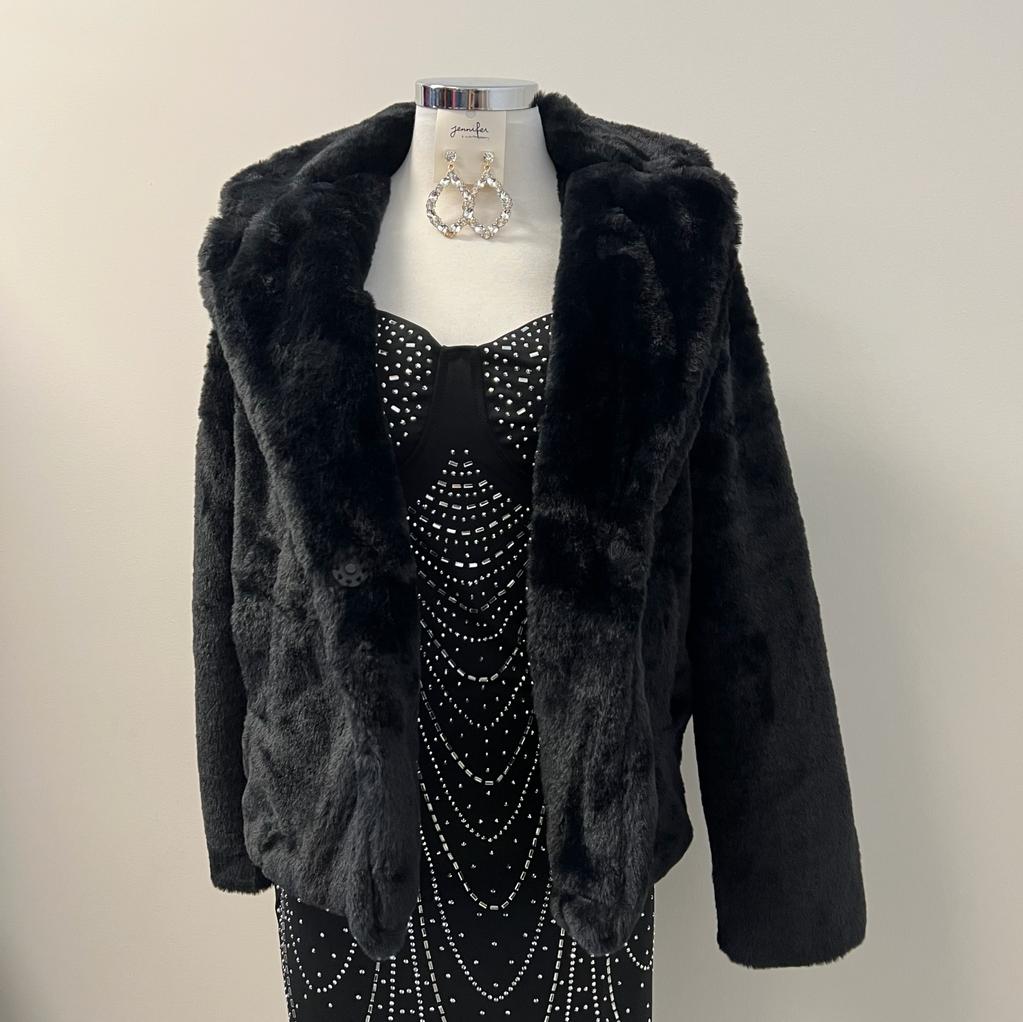 Isabel Rhinestone Bodycon Dress PL-Black