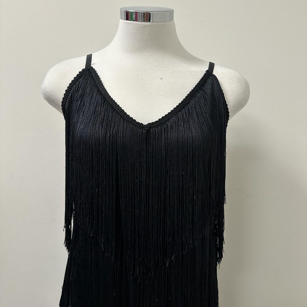 Harper Fringe Flapper Dress PL- Black
