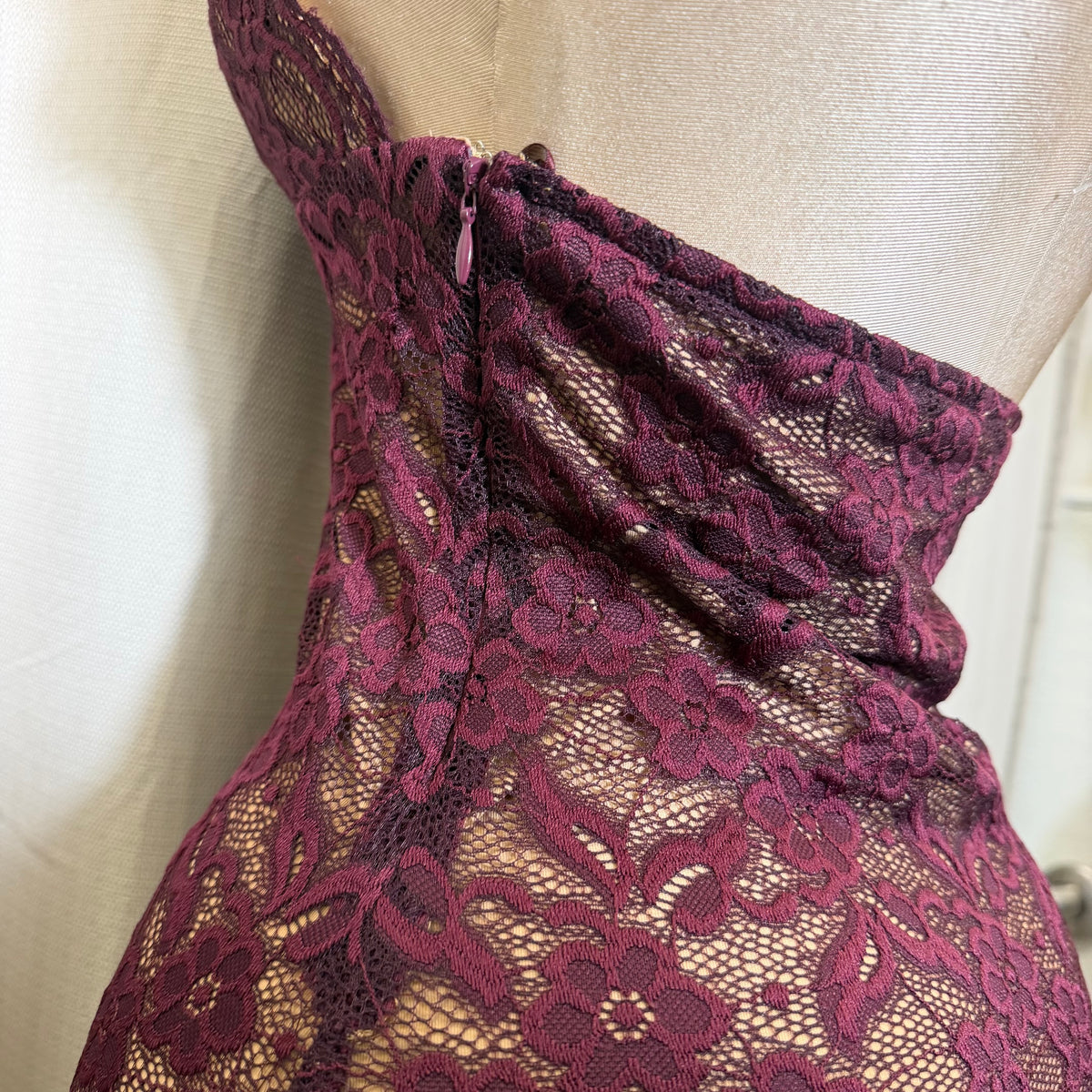 Floral Lace Halter Neck Backless Midi Dress-Eggplant/Plum/Burgundy