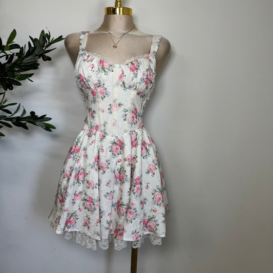 Floral bow Dress-Pink