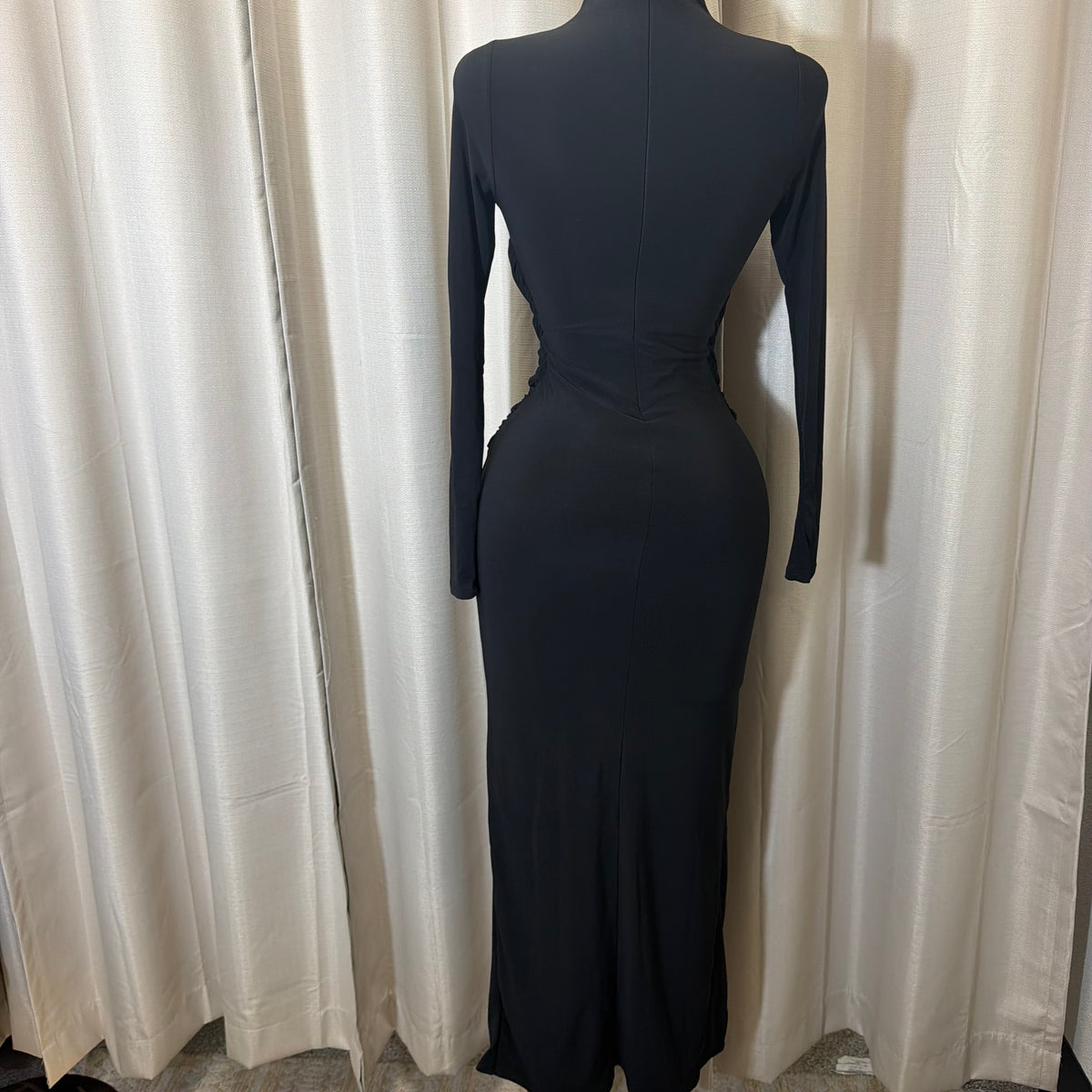 Front Trim Wrap Maxi Dress-Black