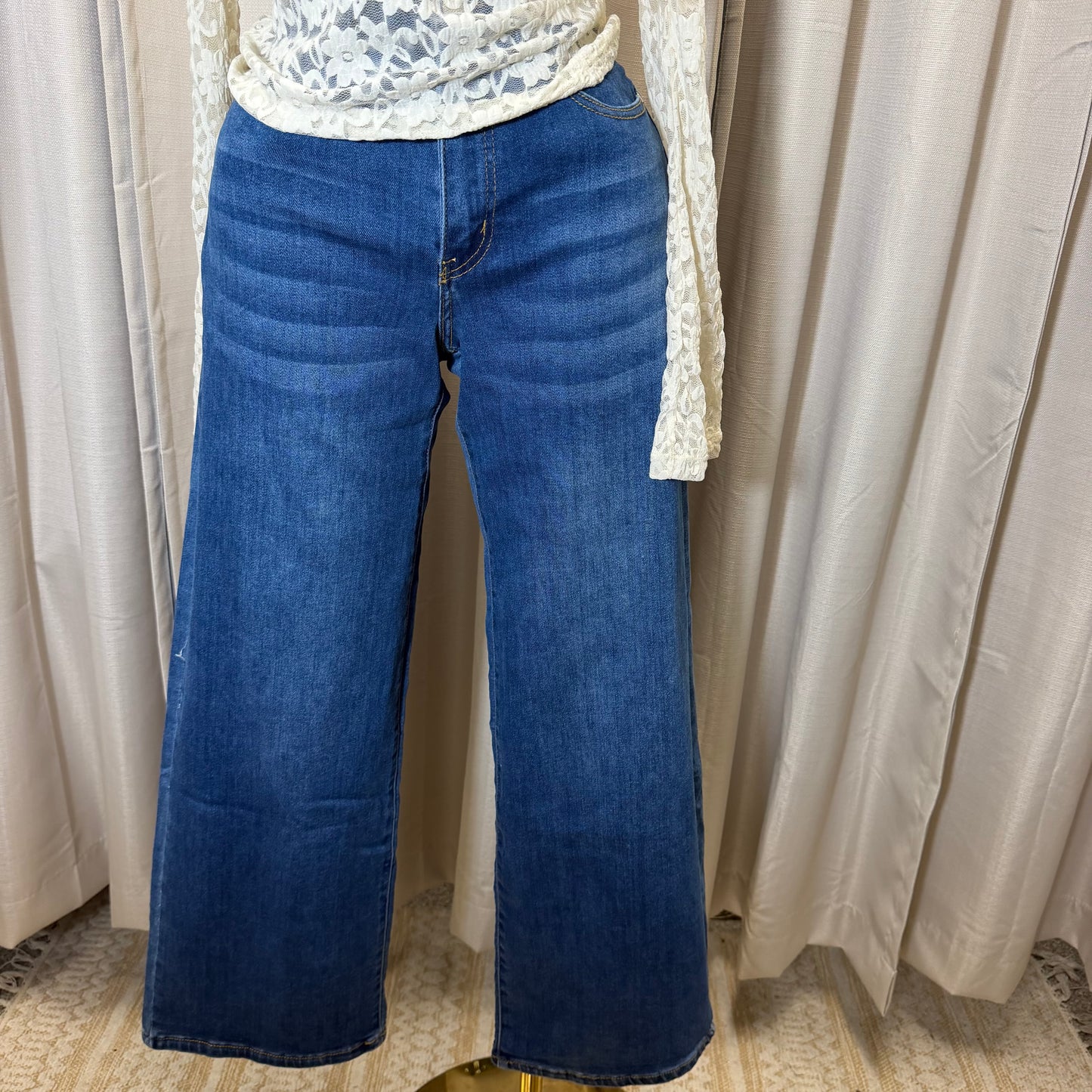 Wide leg  High waisted pants- Blue