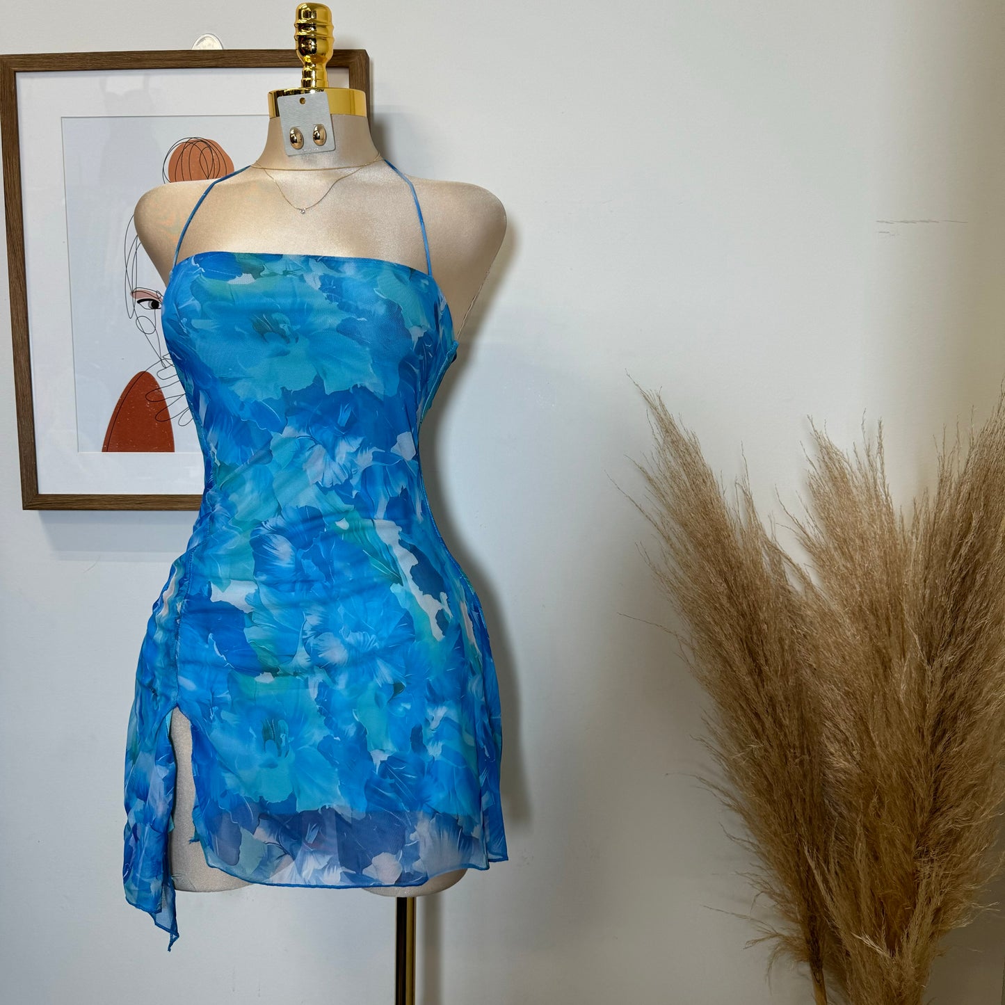 Ay Mama Mesh Dress-Blue