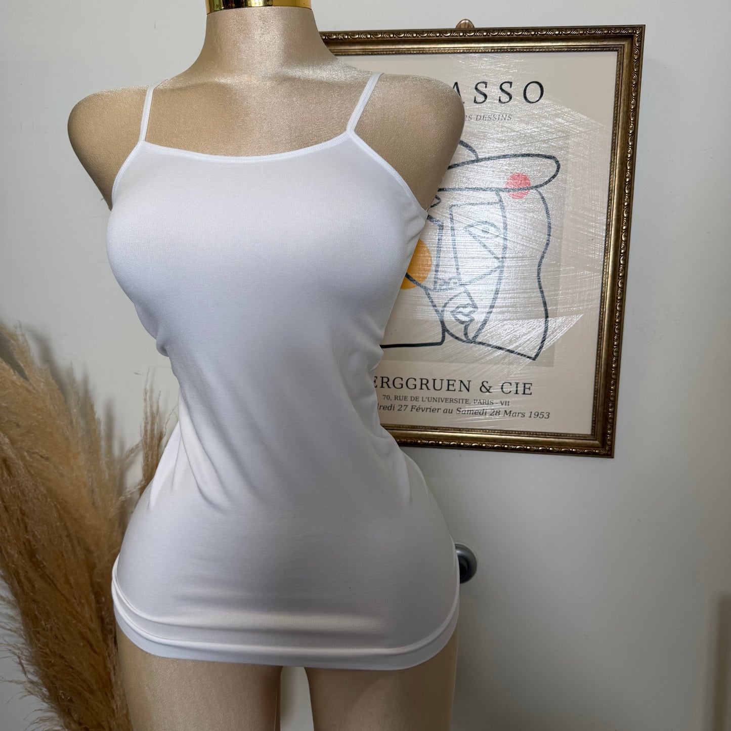 Spaghetti Tank Top-White