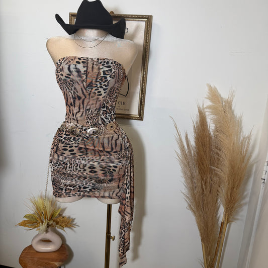 Animal Print Mini Dress-Leopard