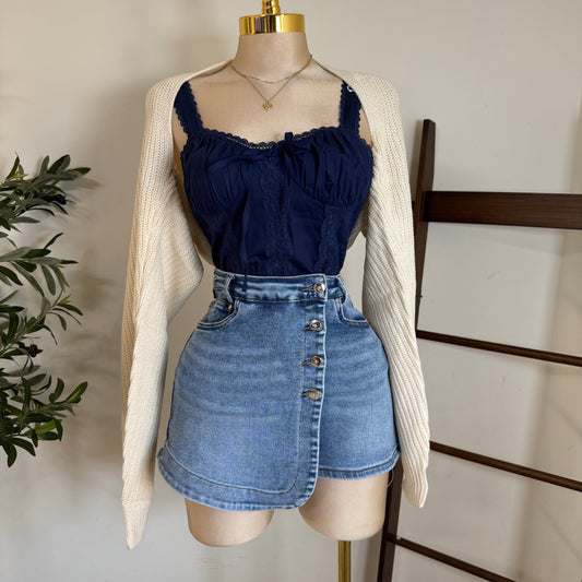 Picnic Corset Top-Navy Blue