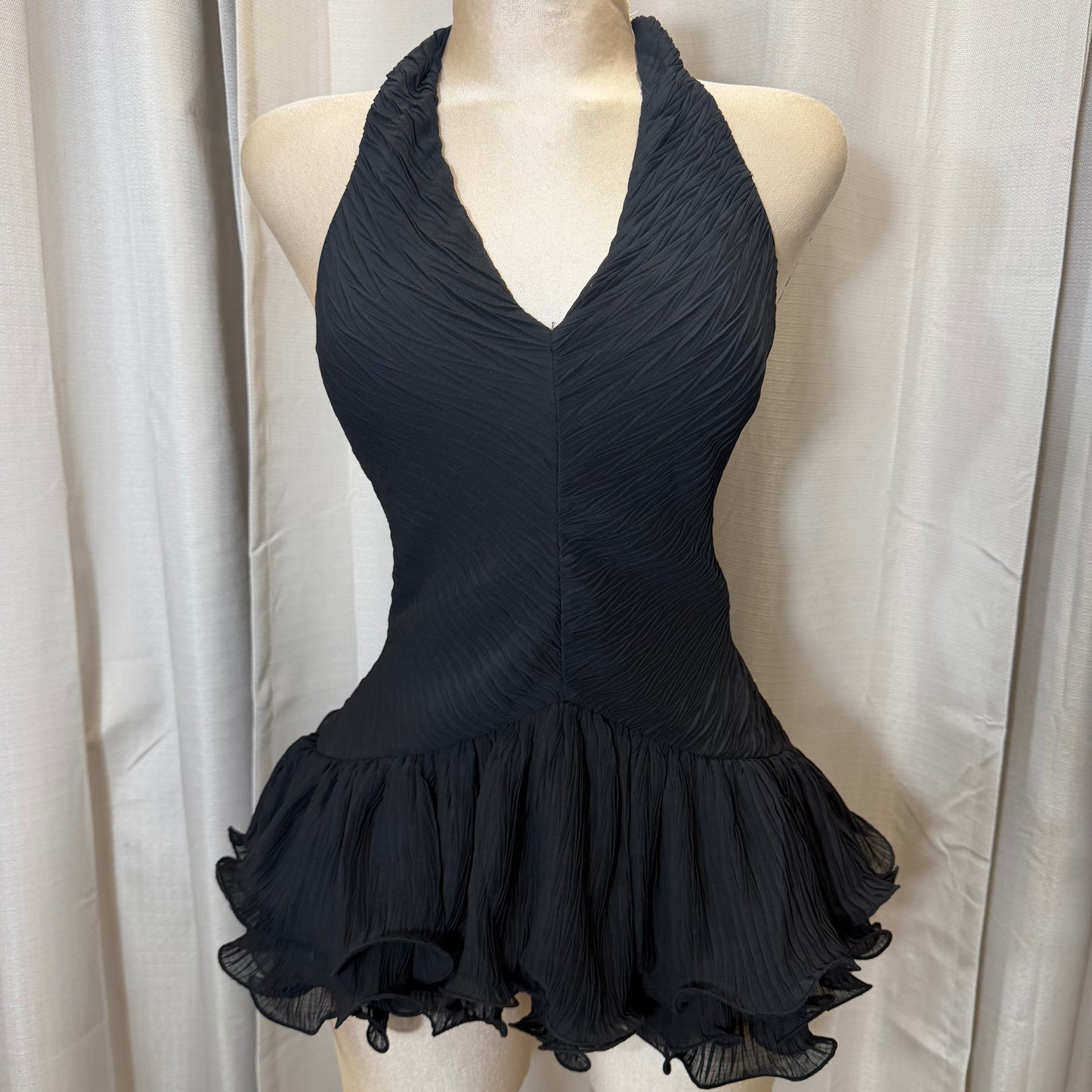 Halter Flare Dress-Black