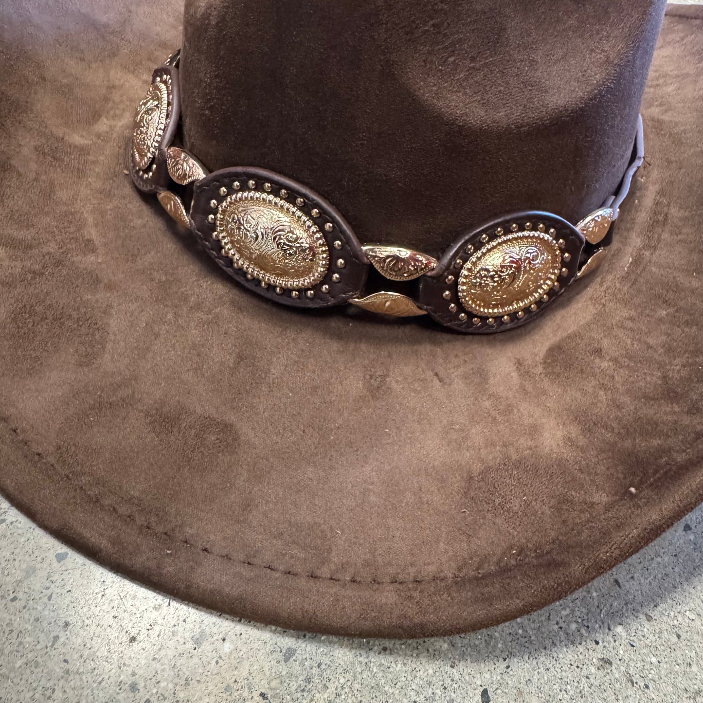 Brown Hat With Gold and Brown Belt around-Brown