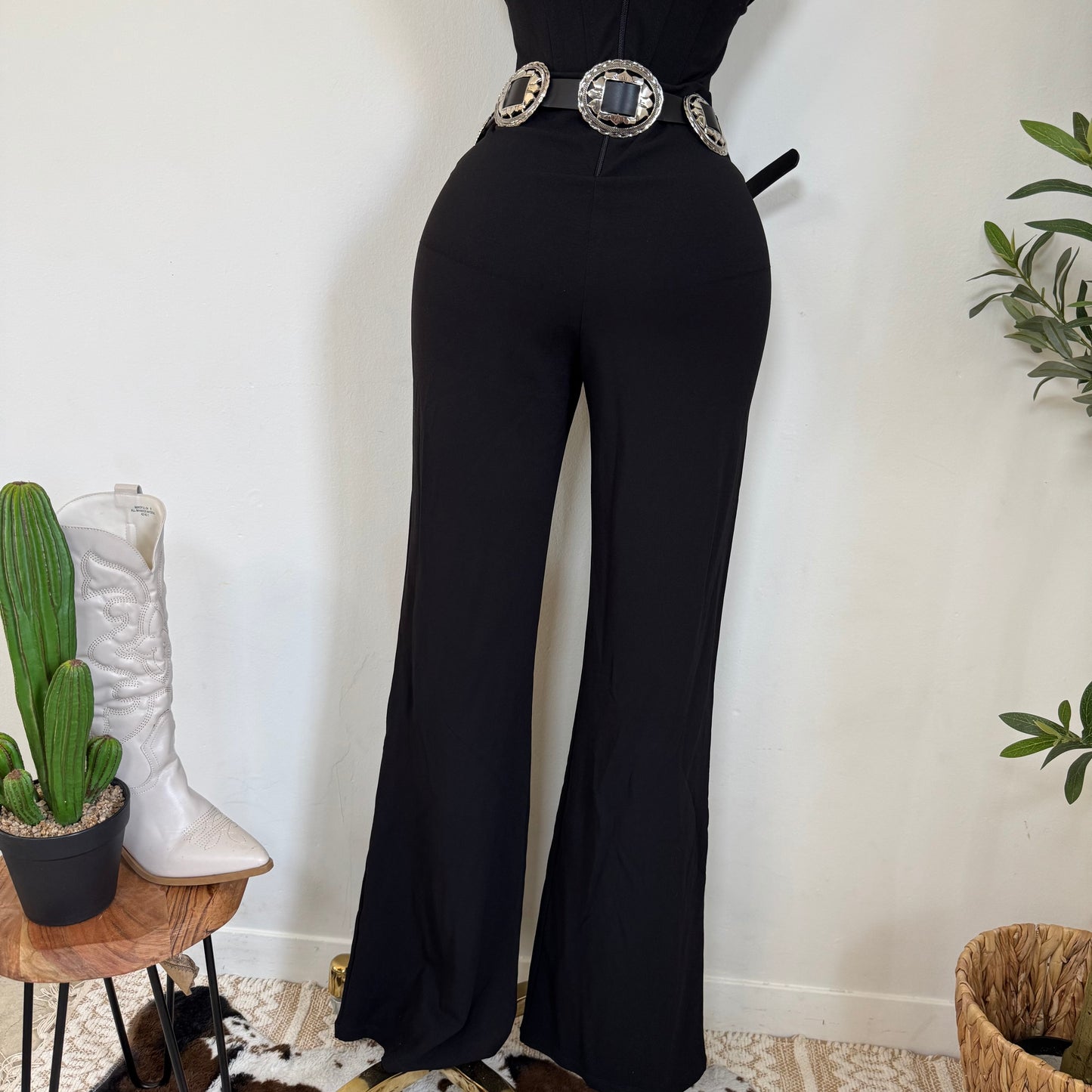 Pleated Bust Halter Neck Jumpsuit-Black