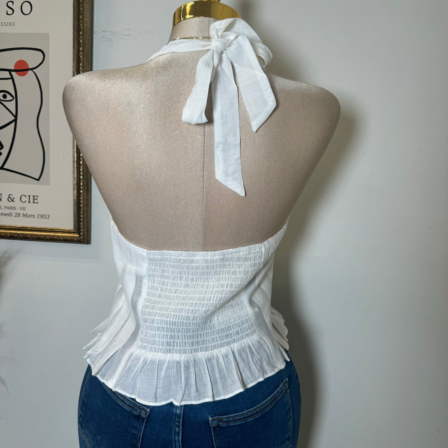 Halter button down Top-White