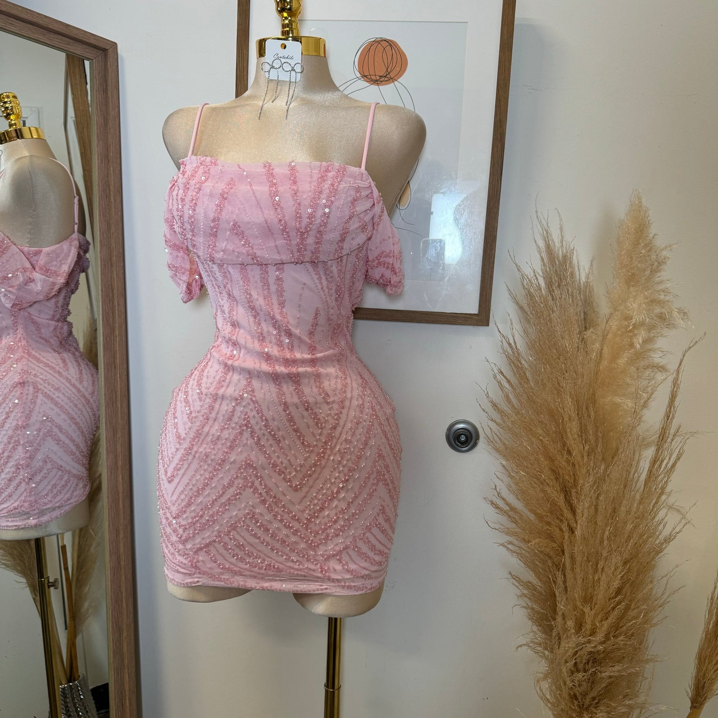 Scorpio Sequins DRESS-Pink