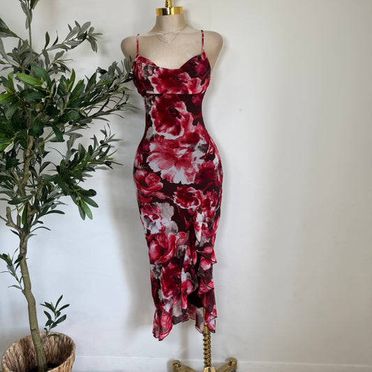 Karil Mesh Dress-Flower Print