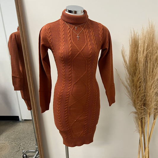 Dania Sweater Dress-Rust