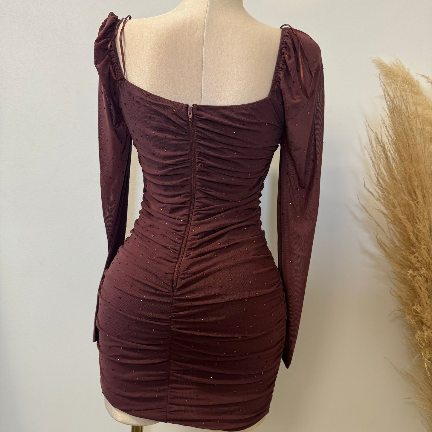 Vivian Mini Dress-Brown