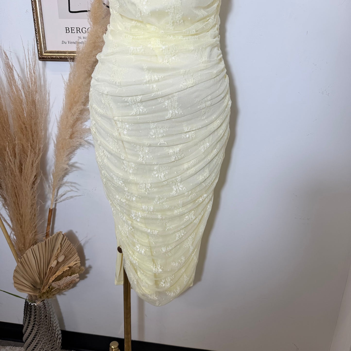 Lace Midi Dress Plus size -Baby Yellow