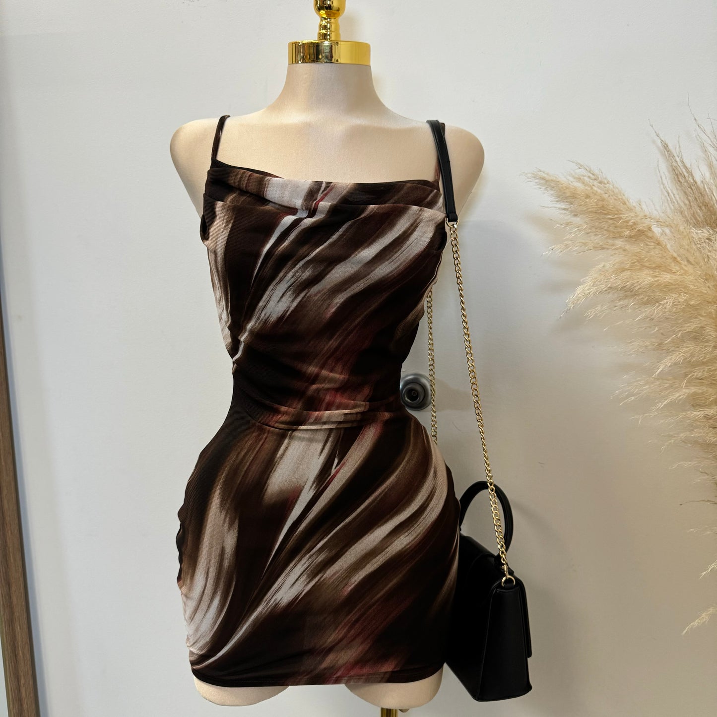 Mocha Dress-Brown/Black