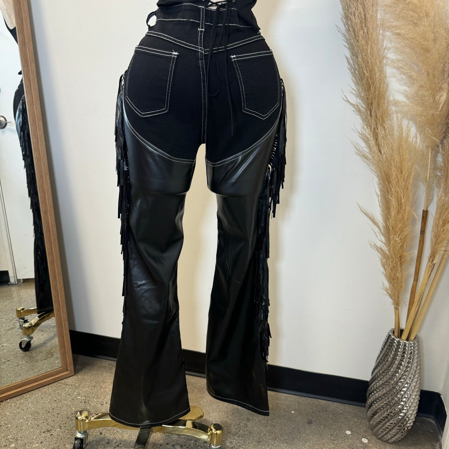 Chaps Fringe Pants -Black