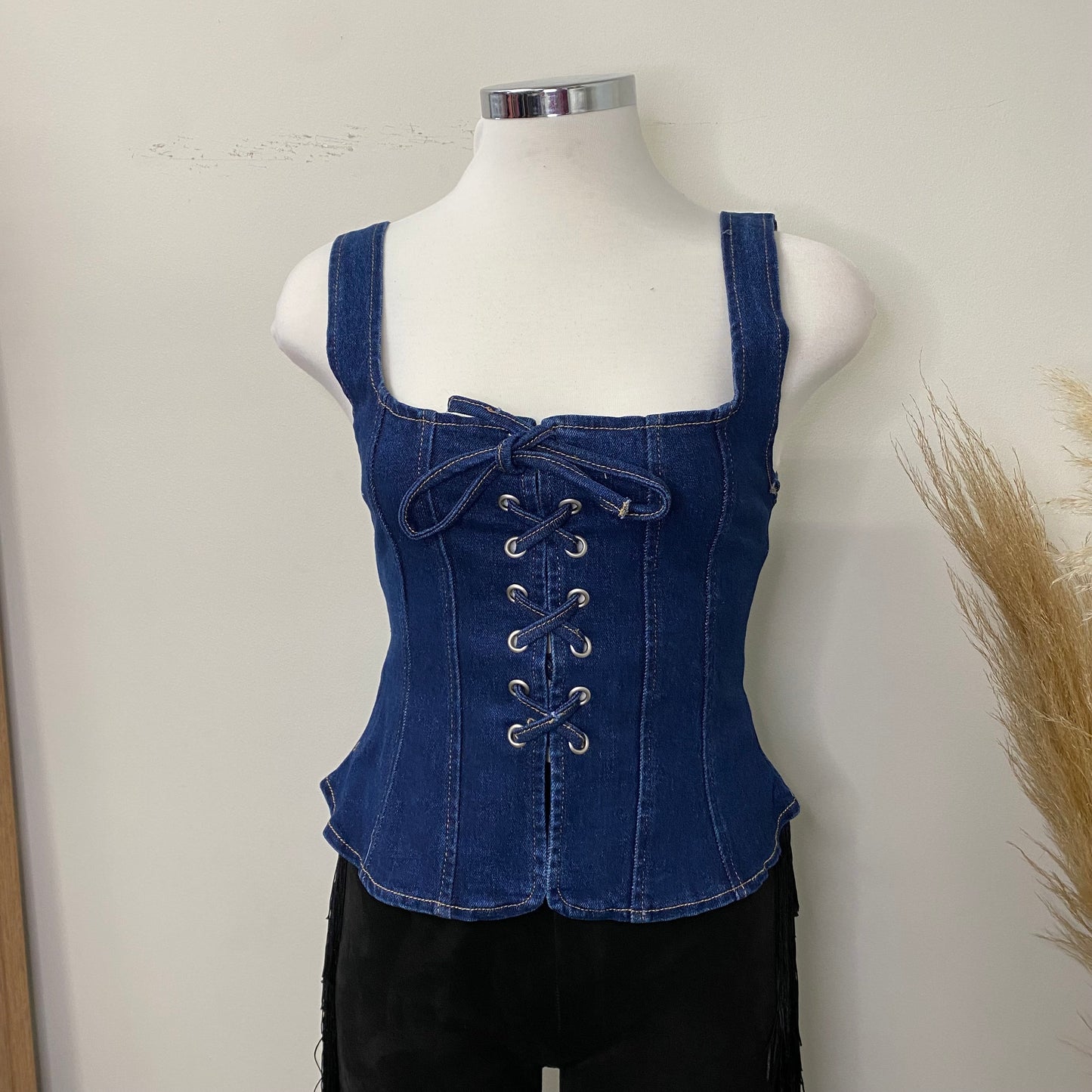 Glora Crop Top-Denim