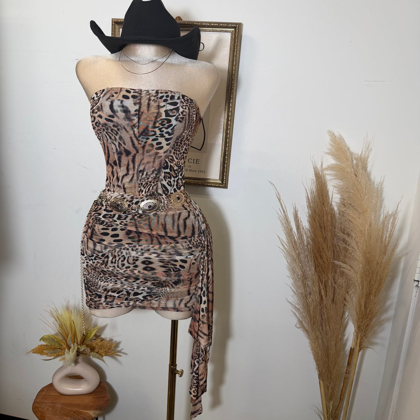 Animal Print Mini Dress-Leopard