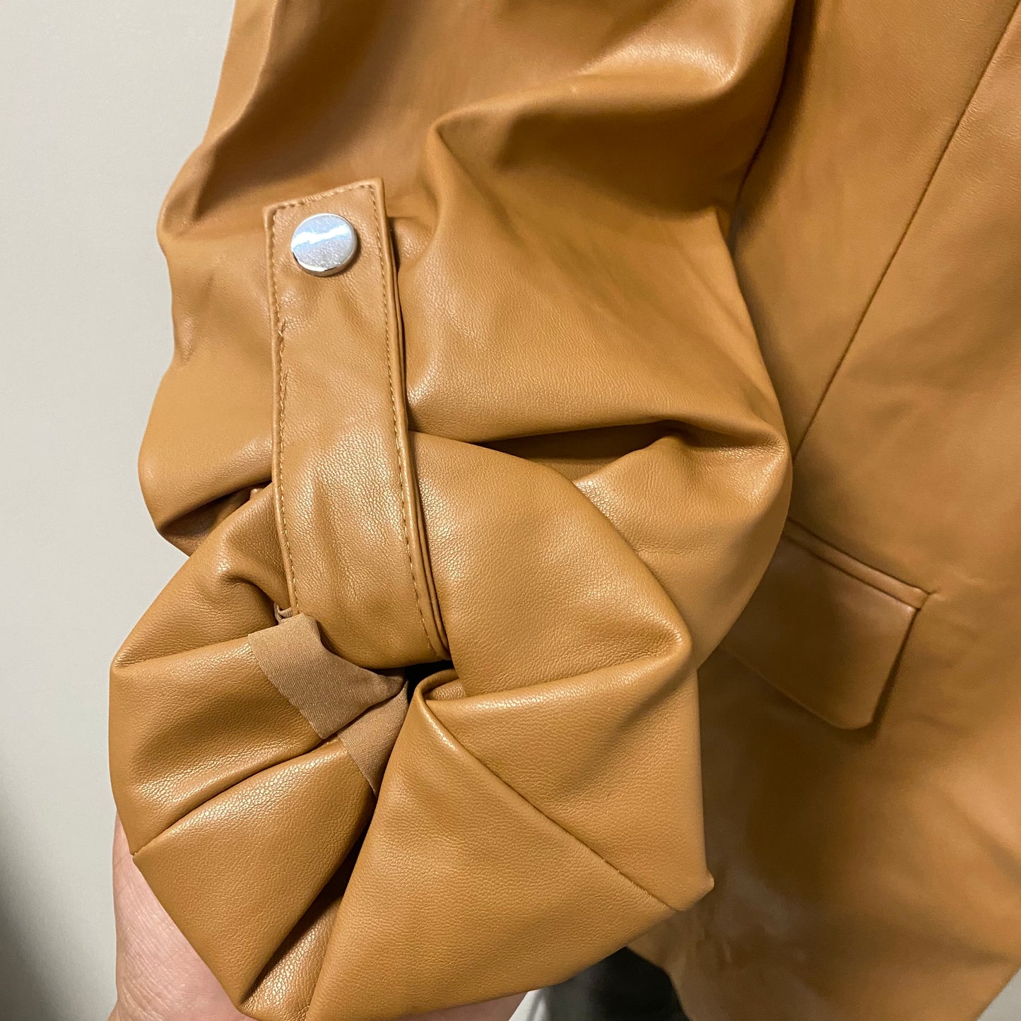 Leather blazer -Camel