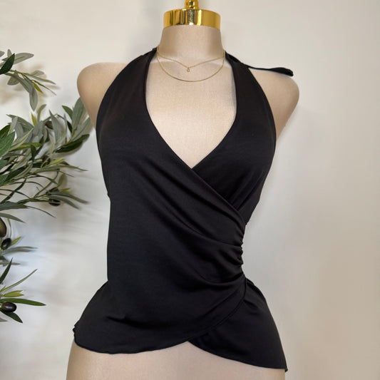 Halter Double Layered Top-Black