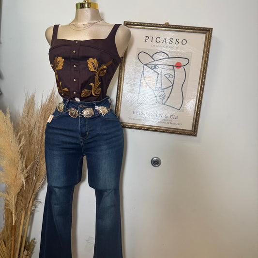 Western corset Top- Brown