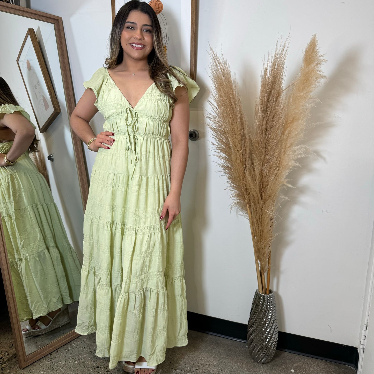 Kiwi Maxi Dress-Lime Cream