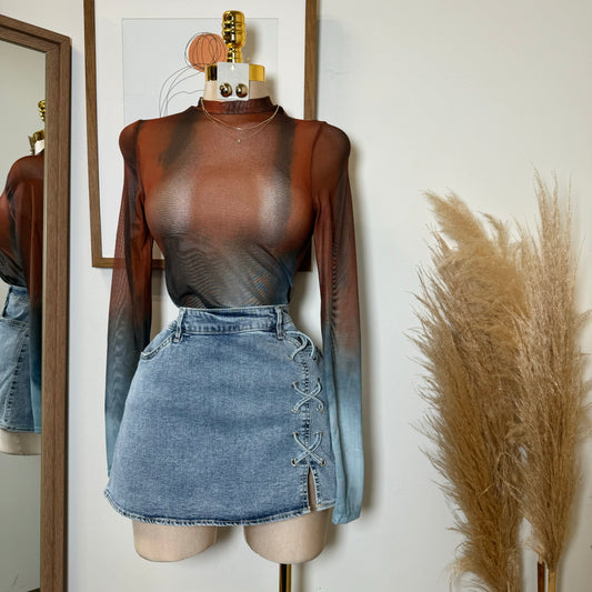 Chica Sexy Denim Skirt-Blue