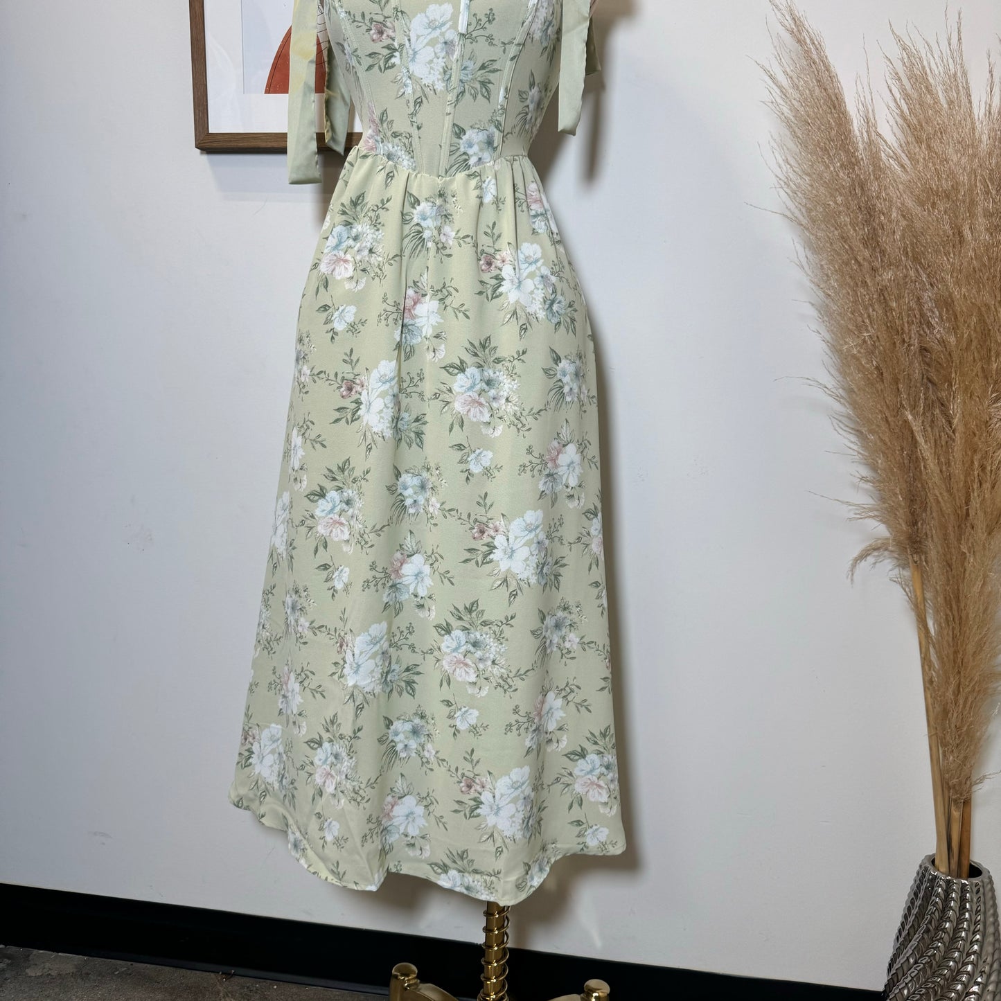 Bunny Corset Maxi Dress-Green