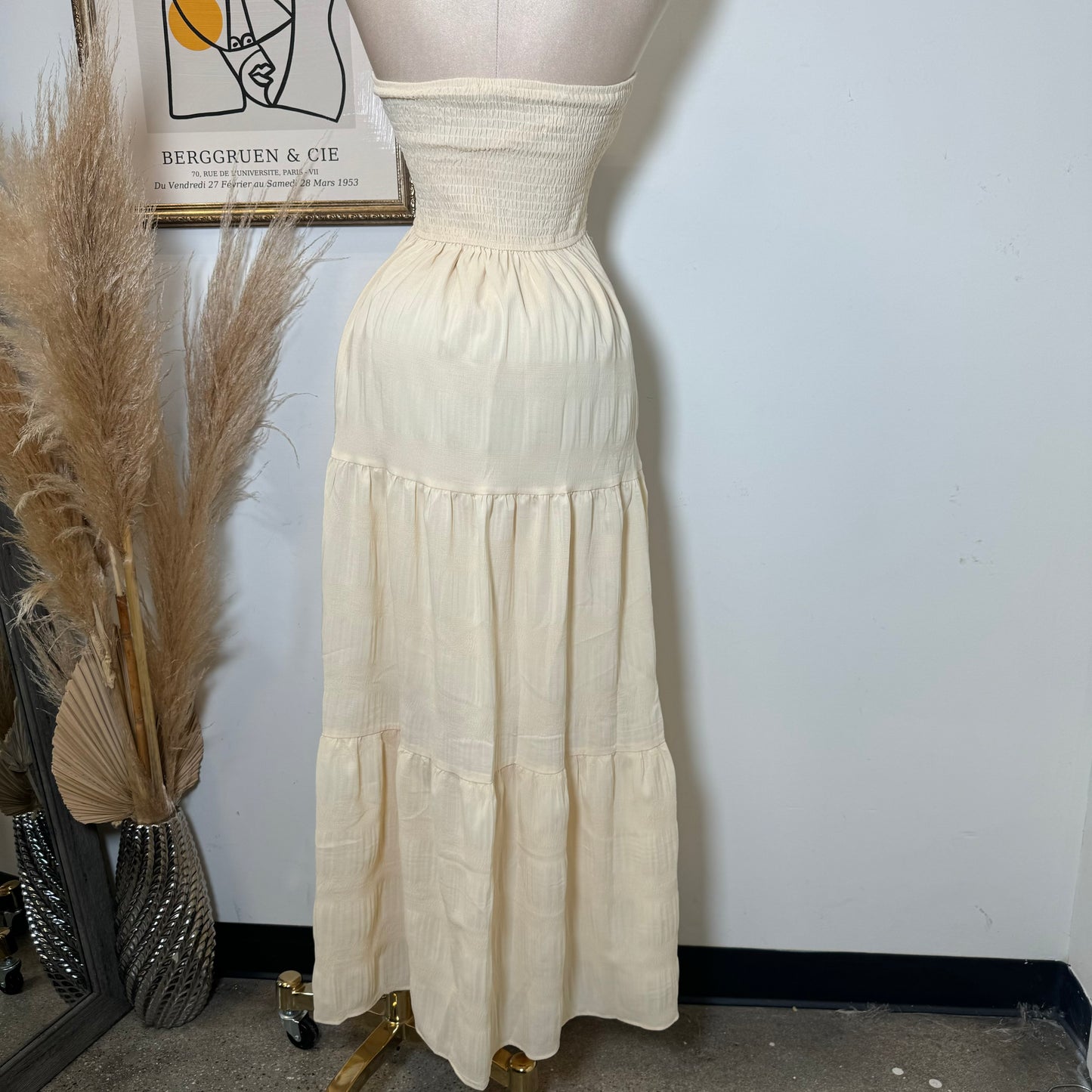 Strapless Maxi Dress-Baby Yellow