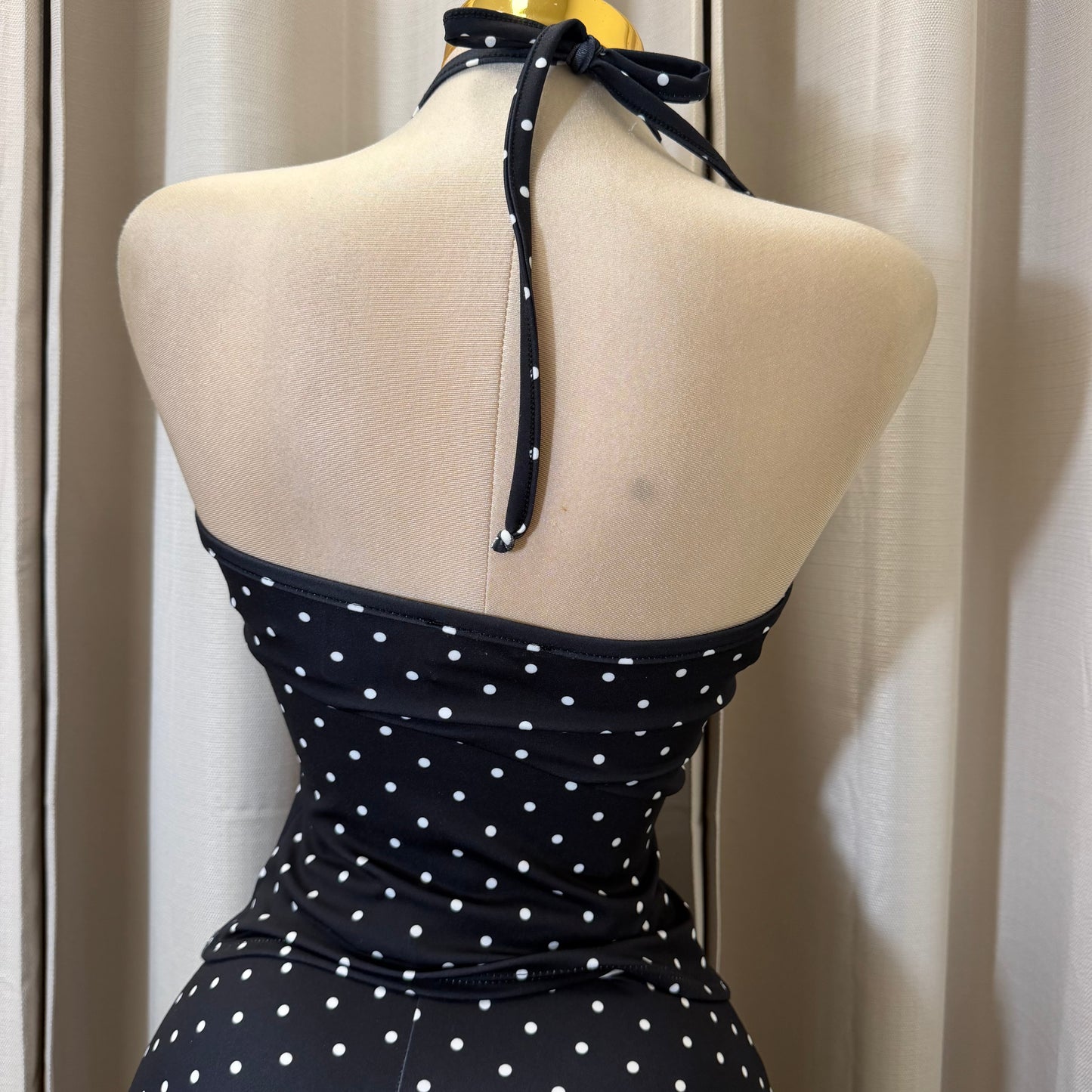 Halter Polkadot Capri Set-Black/White