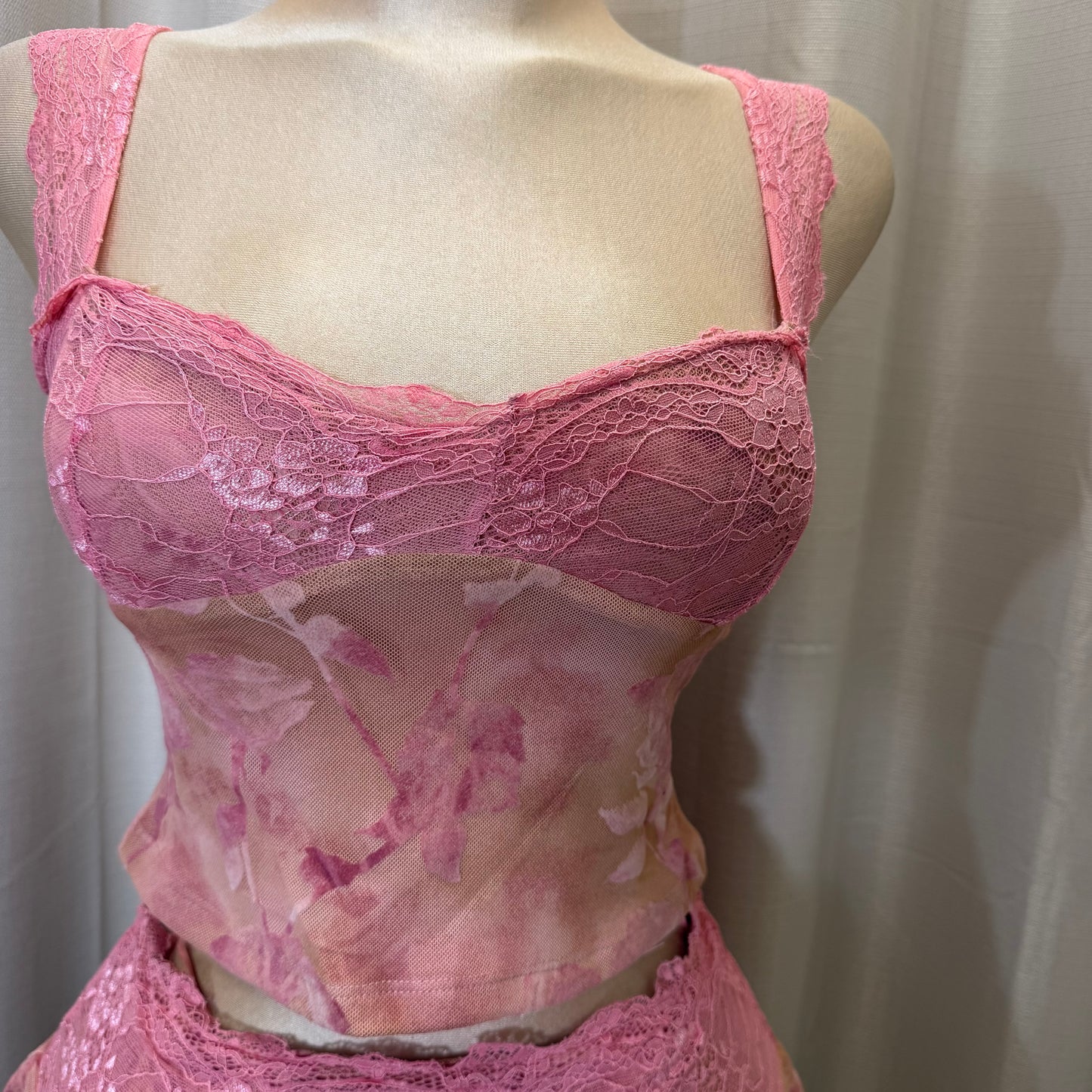 Lace Flower Skirt set-Pink