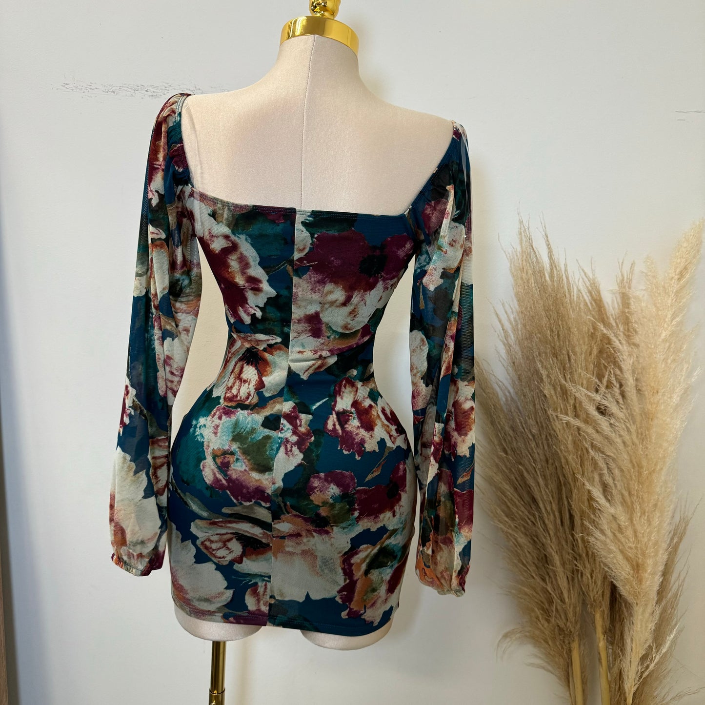 Samaria Mesh Dress-Teal