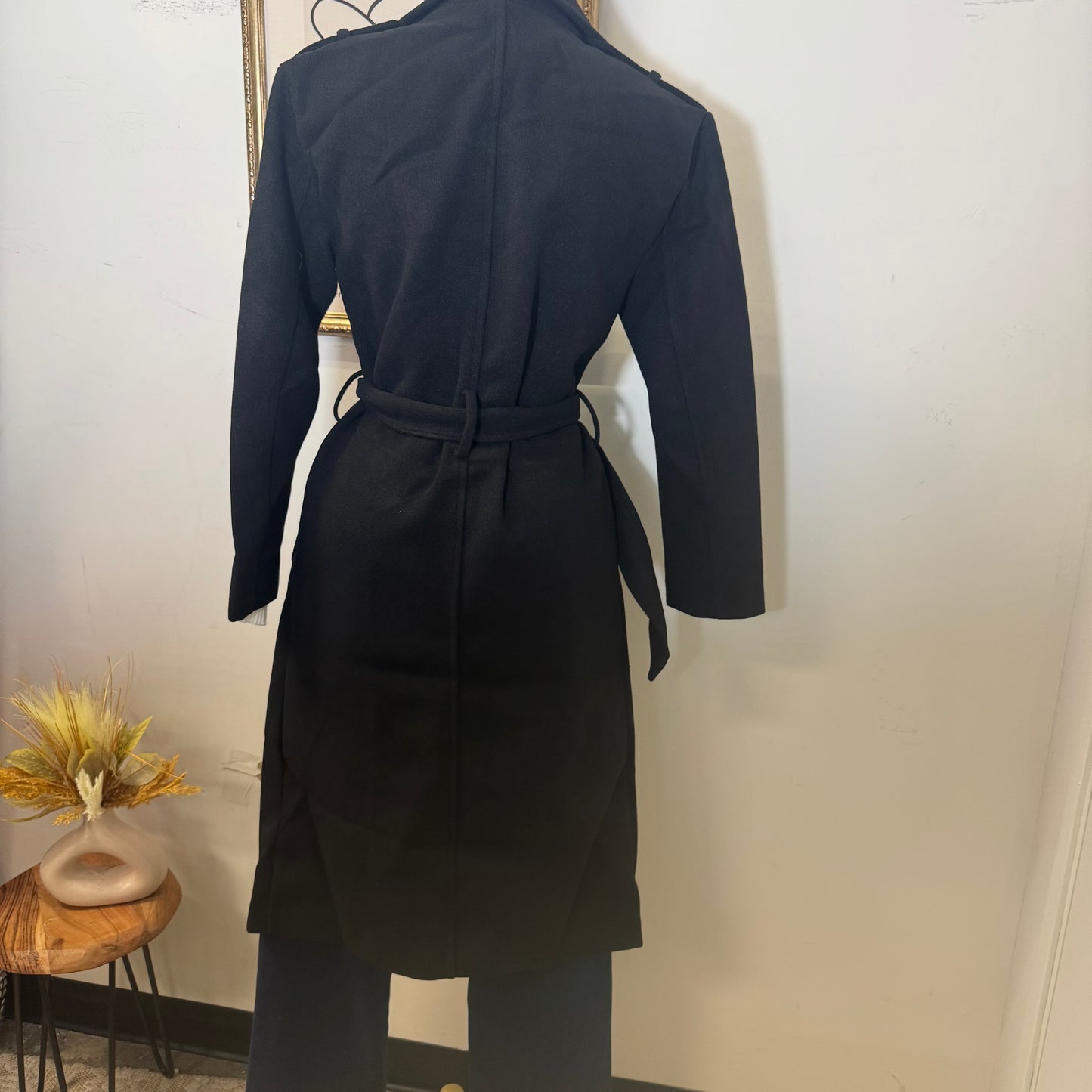 Tie front Trench Coat-Black