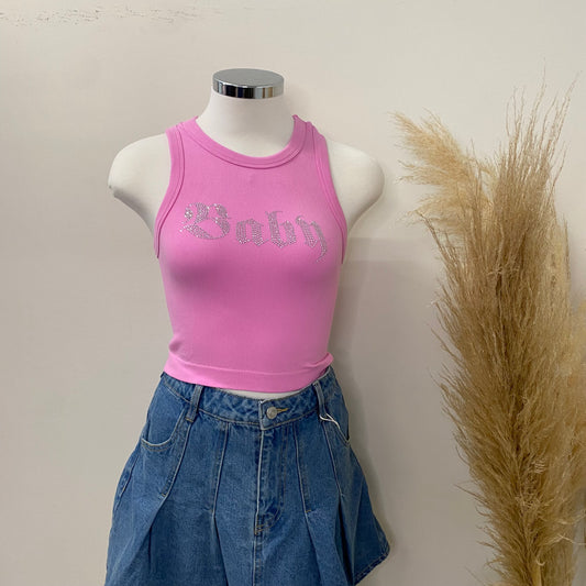 Baby Crop Top-Pink