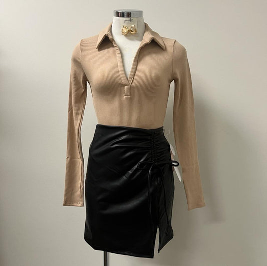 Ana Leather Mini Skirt -Black